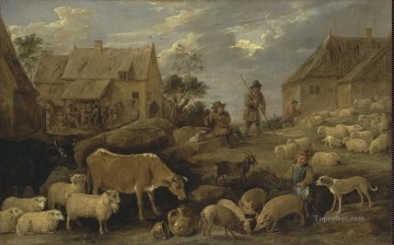  troupe Tableaux - Teniers David II Paysage avec un berger et un troupeau